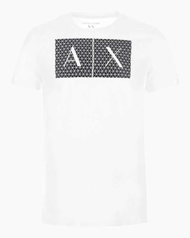 Armani Exchange Schmal geschnittenes Jersey-T-Shirt mit Logo Weiß
