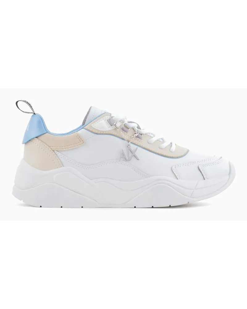 Armani Exchange Ledersneaker mit Logoapplikation Beige