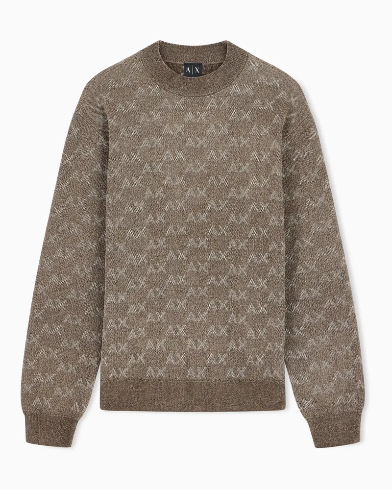 Armani Exchange Pullover mit Monogramm und Rundhalsausschnitt Braun