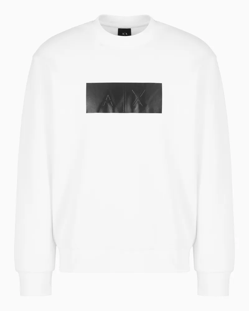 Armani Exchange Sweatshirt mit Rundhalsausschnitt und Vinyl-Logo-Print Weiß