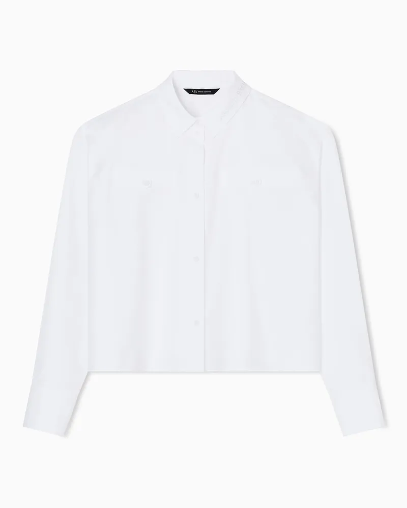 Armani Exchange Kurzes Hemd aus Baumwollmischung Weiß