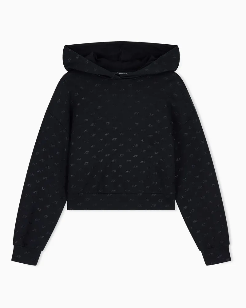 Armani Exchange Regular Fit Hoodie aus Bio-Baumwolle mit Allover-Print Schwarz