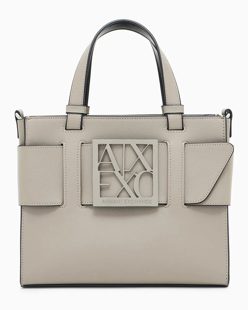 Armani Exchange Mittelgroße Tragetasche mit Doppelgriffen und Schultergurt Braun