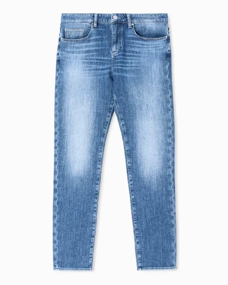 Armani Exchange J14 skinny fit jeans in stone washed cotton denim Blau