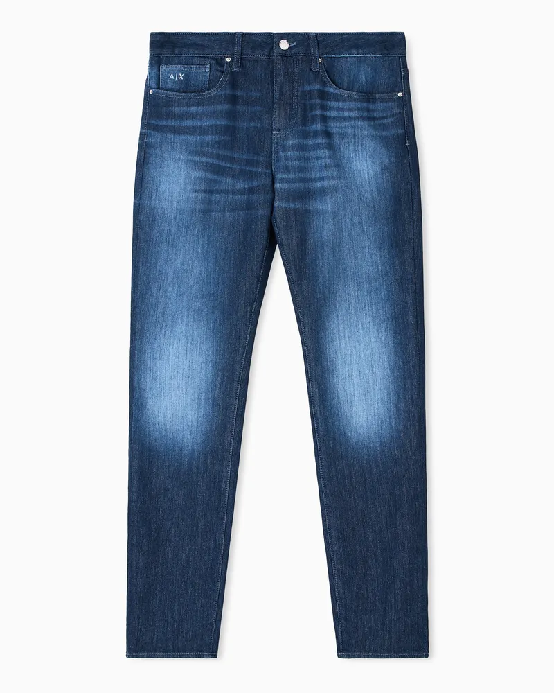 Armani Exchange J14 skinny fit jeans in stone washed cotton denim Blau