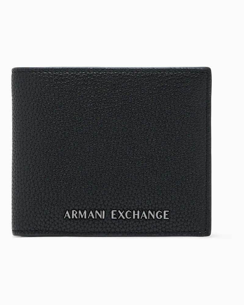 Armani Exchange Klappgeldbörse mit strukturierter Optik und Kartenfächern Schwarz