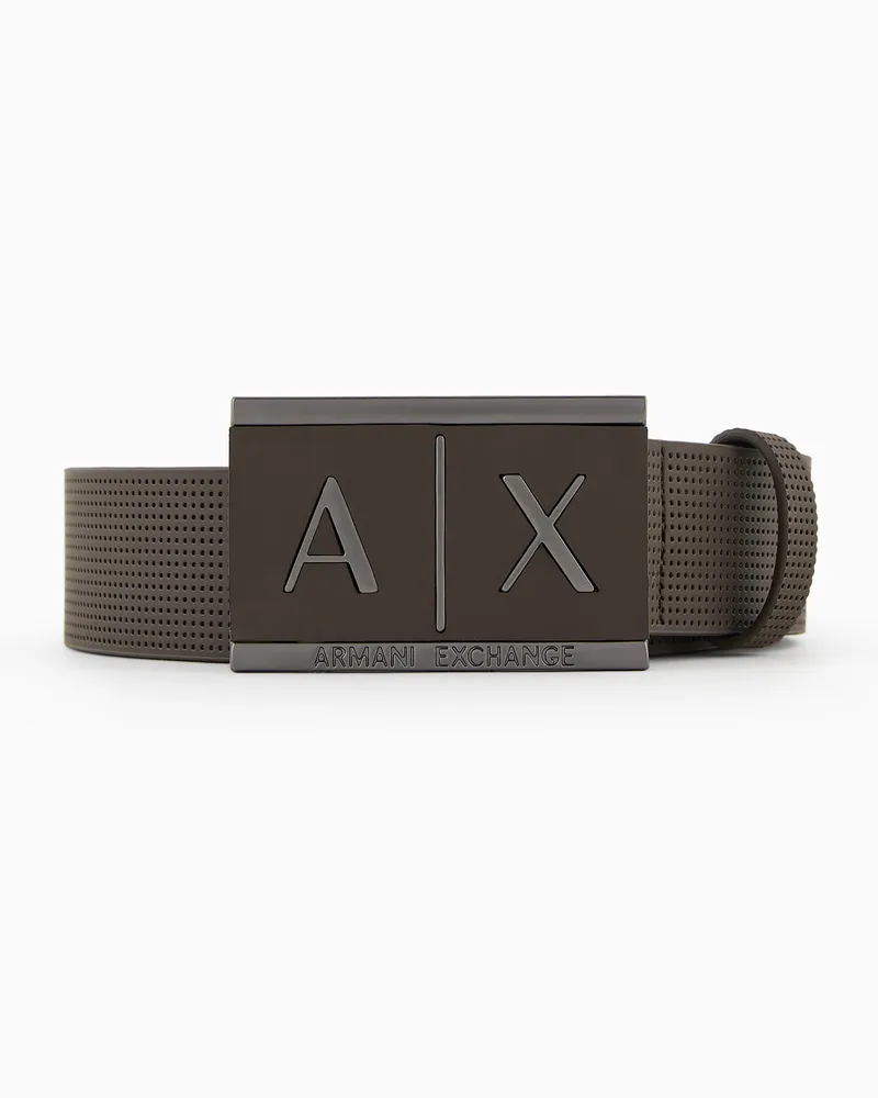 Armani Exchange Ledergürtel mit rechteckiger Schnalle Braun
