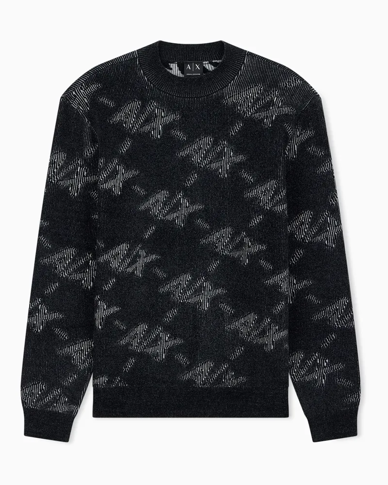 Armani Exchange Pullover mit Monogramm und Rundhalsausschnitt Schwarz