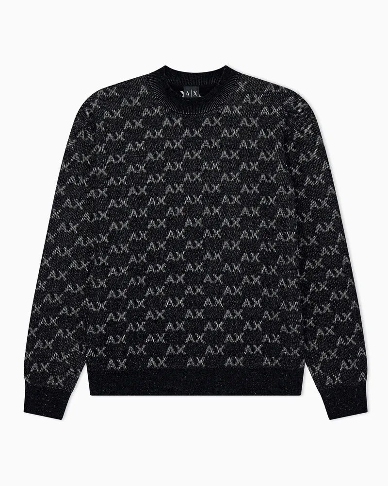 Armani Exchange Pullover mit Monogramm und Rundhalsausschnitt Schwarz