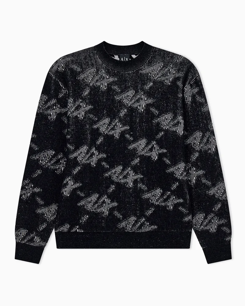 Armani Exchange Pullover mit Monogramm und Rundhalsausschnitt Schwarz