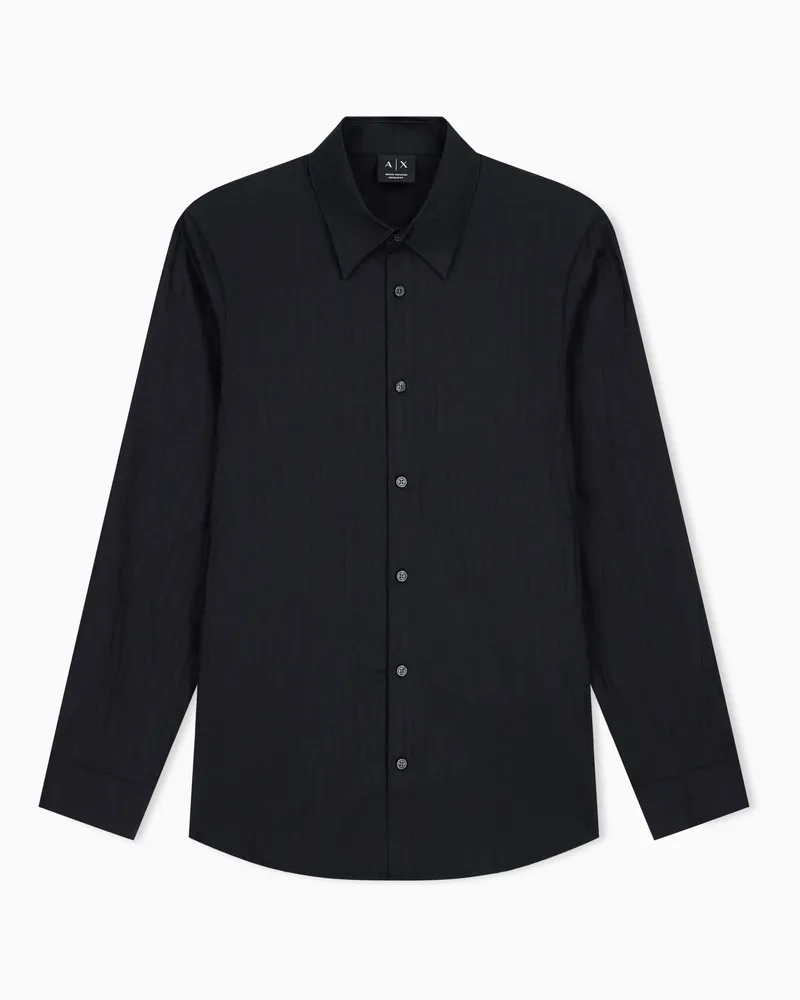 Armani Exchange Hemd Regular Fit aus Baumwolljacquard Schwarz