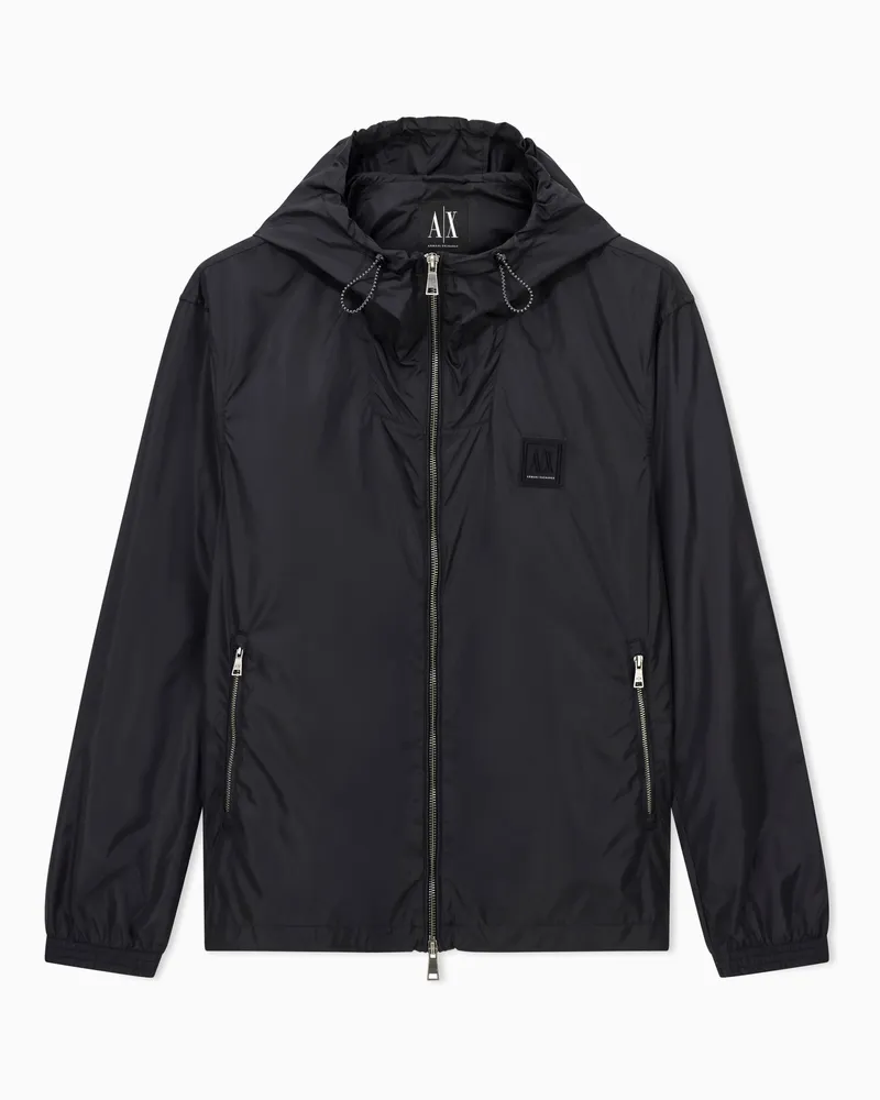 Armani Exchange BLACK LOGO PATCH WINDBREAKER Schwarz