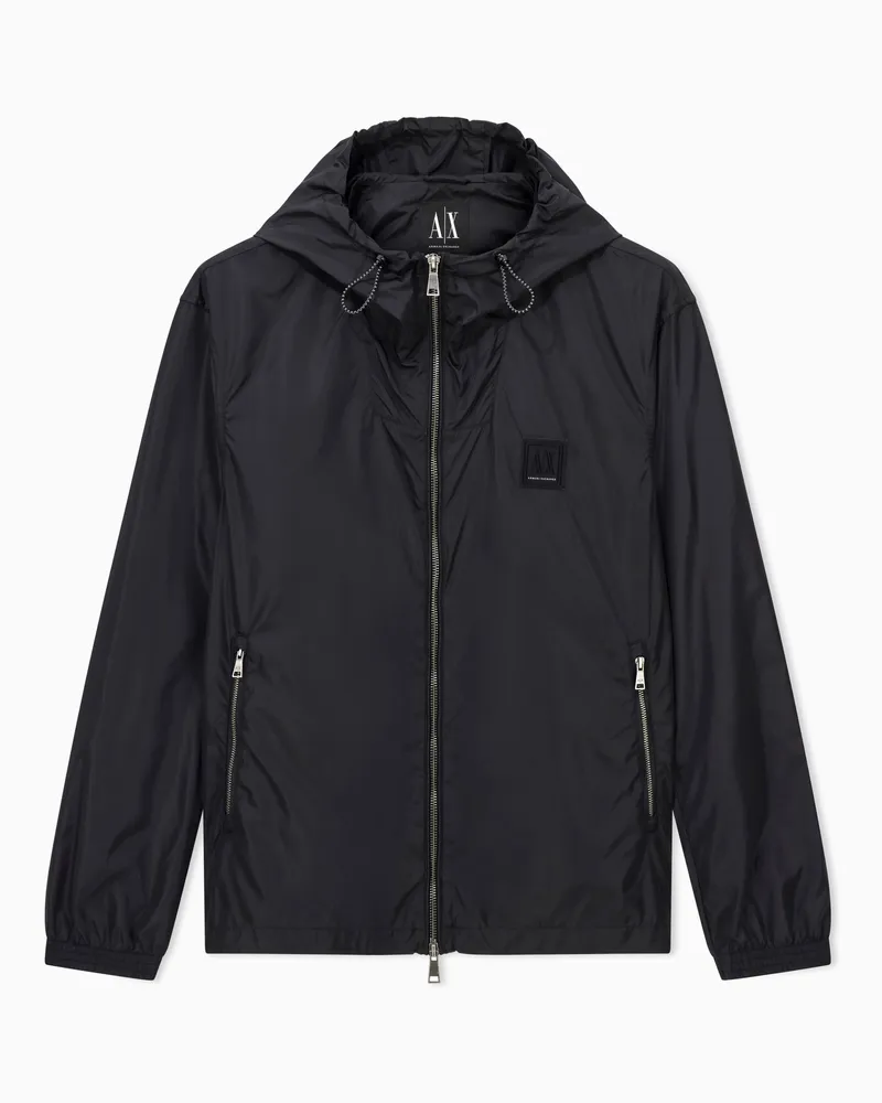Armani Exchange Ultraleichte Windjacke aus technischem Nylon Schwarz