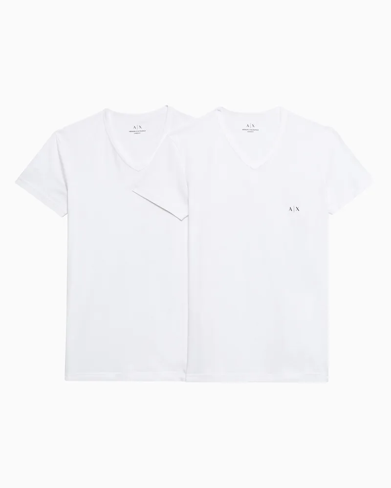 Armani Exchange 2er-Pack Jersey-T-Shirts mit V-Ausschnitt Weiß