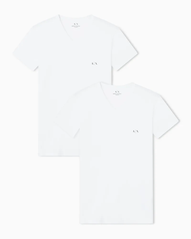Armani Exchange 2er-Pack Jersey-T-Shirts mit V-Ausschnitt Weiß
