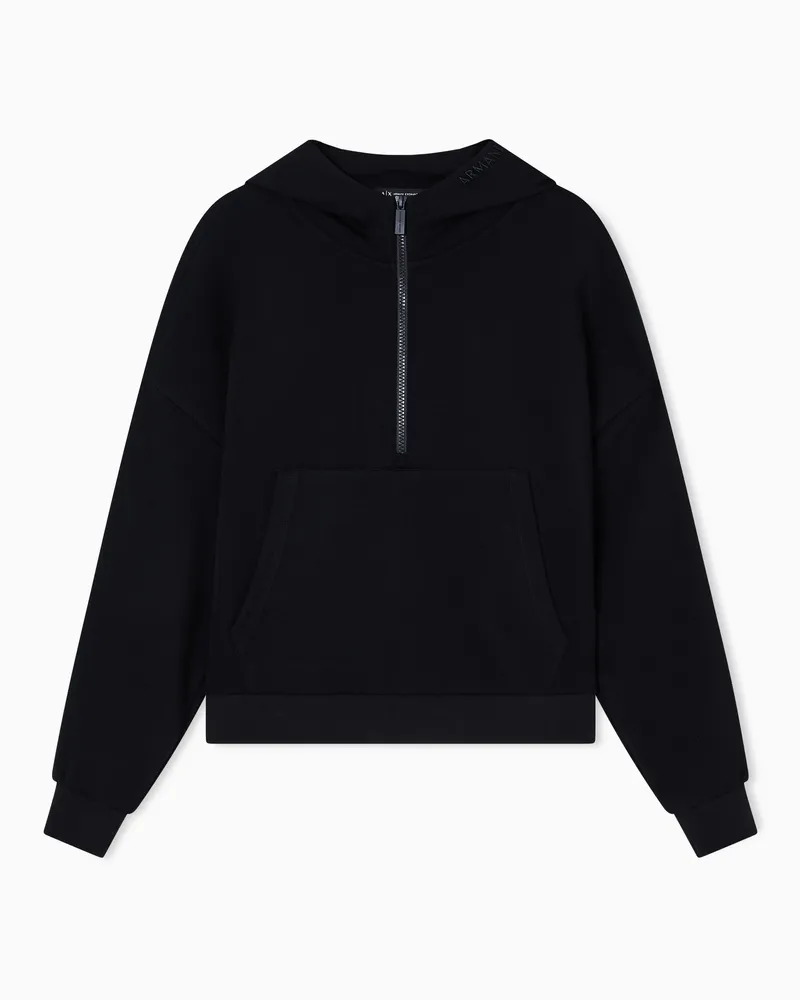 Armani Exchange Kapuzenpullover mit halbem Reißverschluss Schwarz
