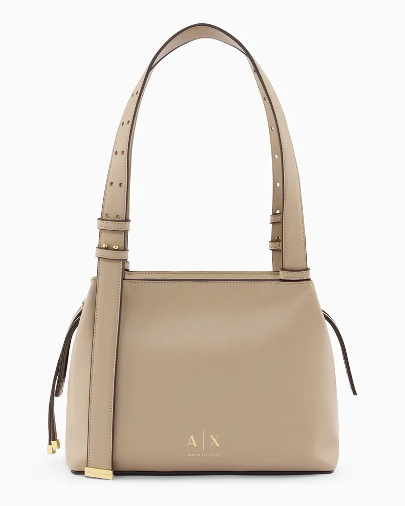Armani Exchange Shoulder bag in technical fabric Beige