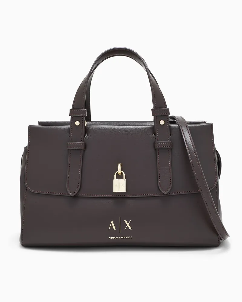 Armani Exchange Handtasche mit Vorhängeschloss Braun