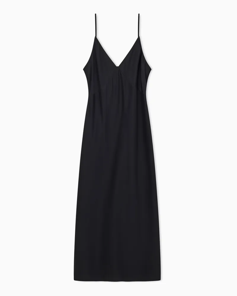 Armani Exchange Glänzendes Midikleid aus Satin Schwarz