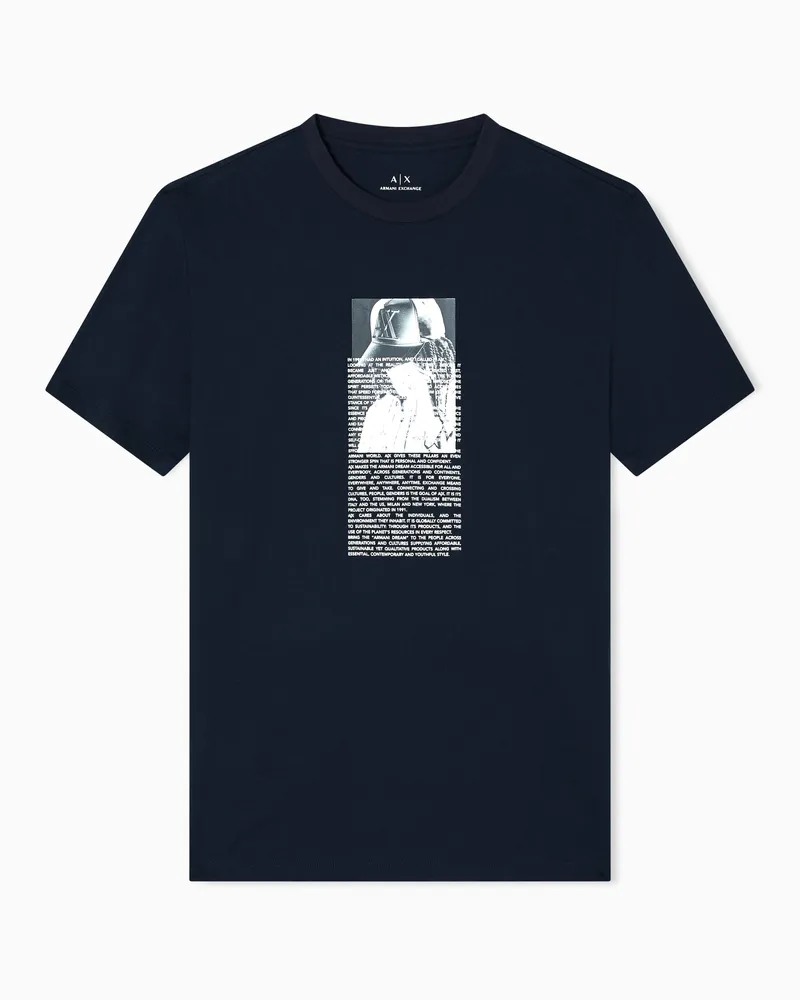 Armani Exchange T-Shirt mit normaler Passform und Fotodruck Marineblau