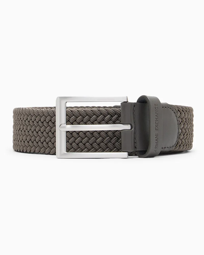 Armani Exchange Gewebter Gürtel mit Dornschließe und Lederschlaufe Braun