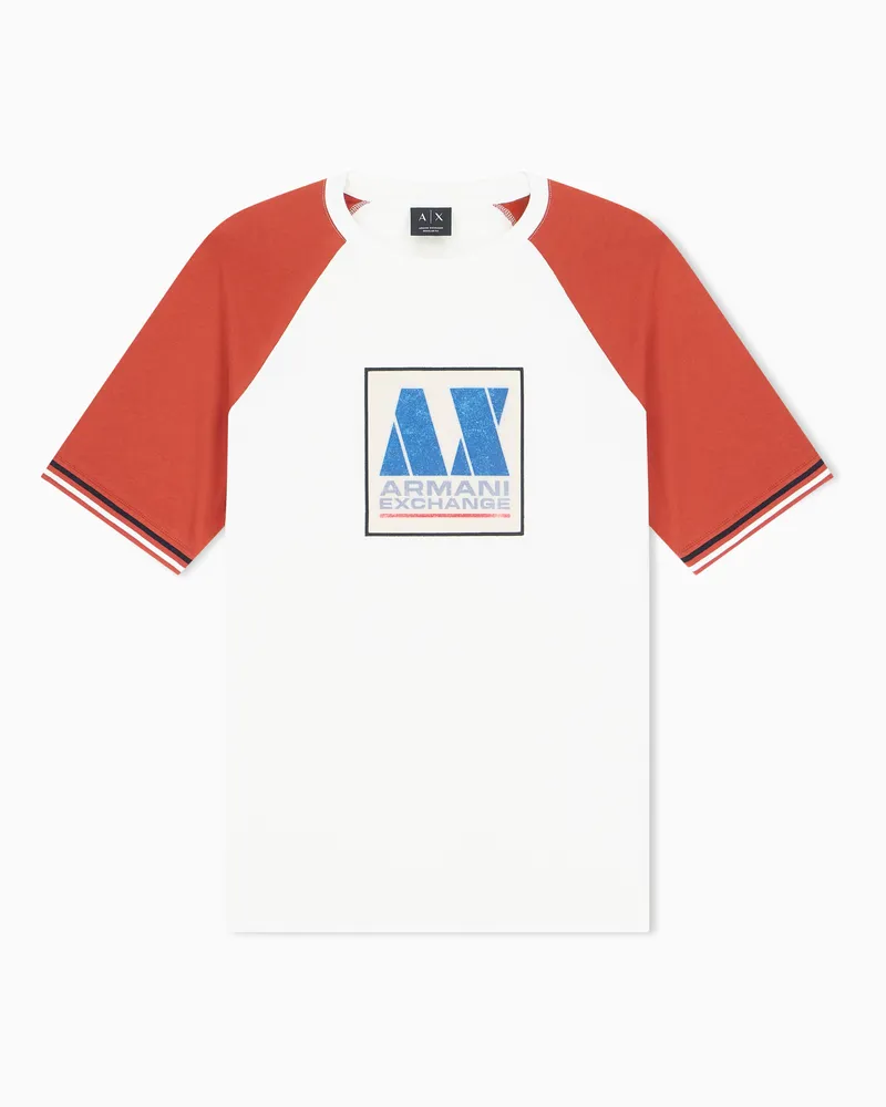 Armani Exchange Regular Fit T-Shirt aus Baumwolljersey Rot