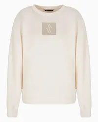 Armani Exchange Sweatshirt mit Rundhalsausschnitt und Monogramm-aufnäher Weiss