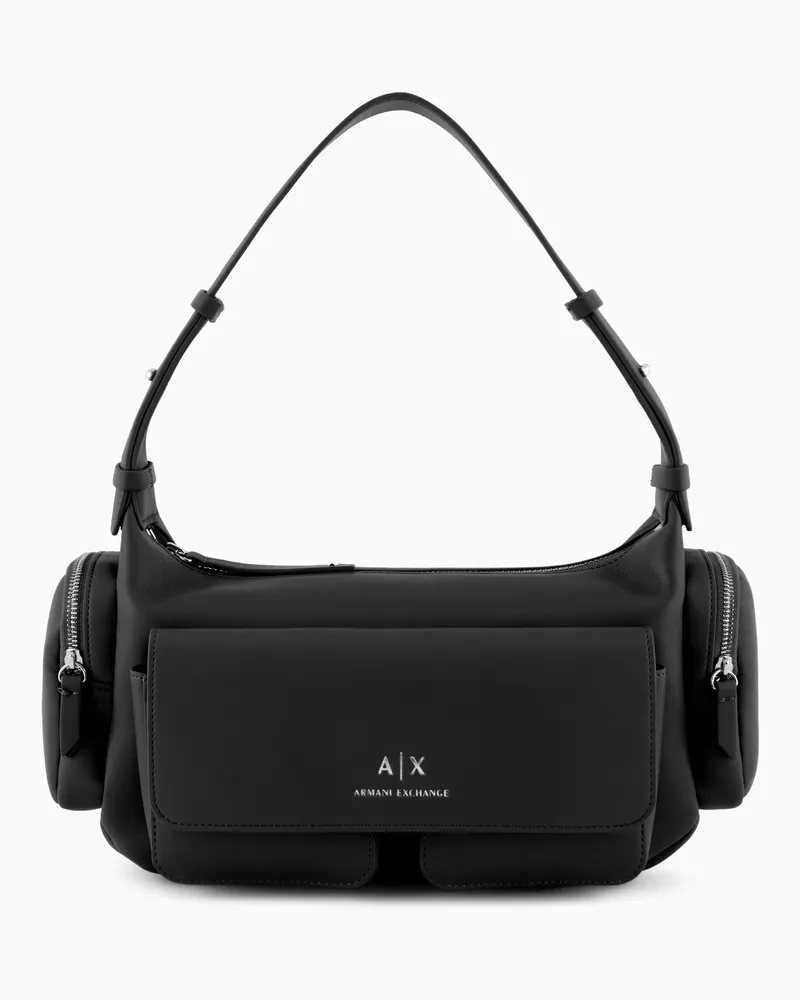 Armani Exchange Große Umhängetasche mit Seitentaschen Schwarz
