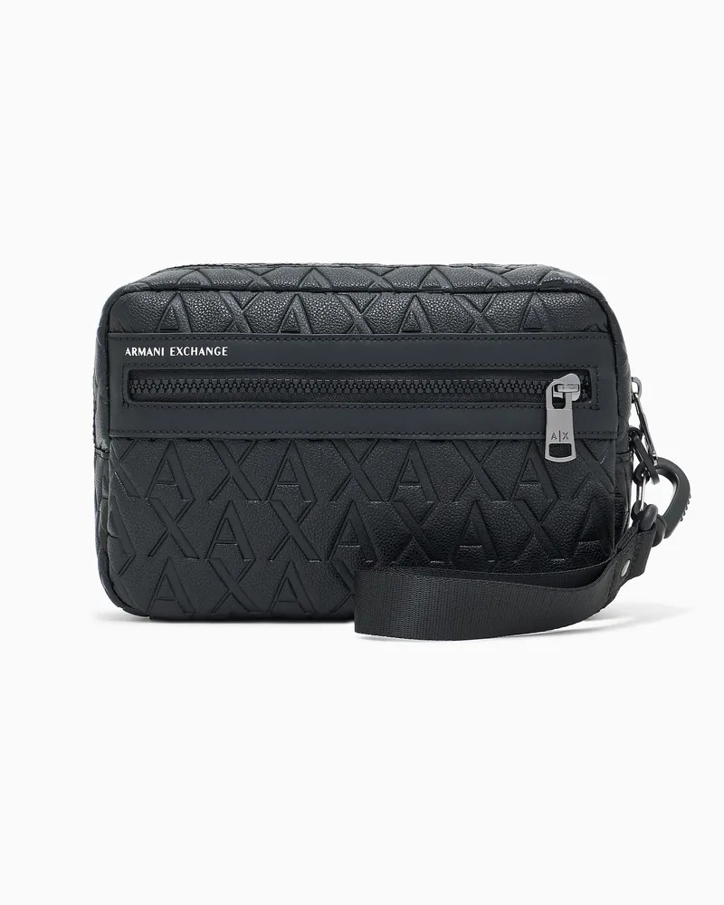 Armani Exchange Schultertasche aus Öko-Leder mit Logomotiv Schwarz