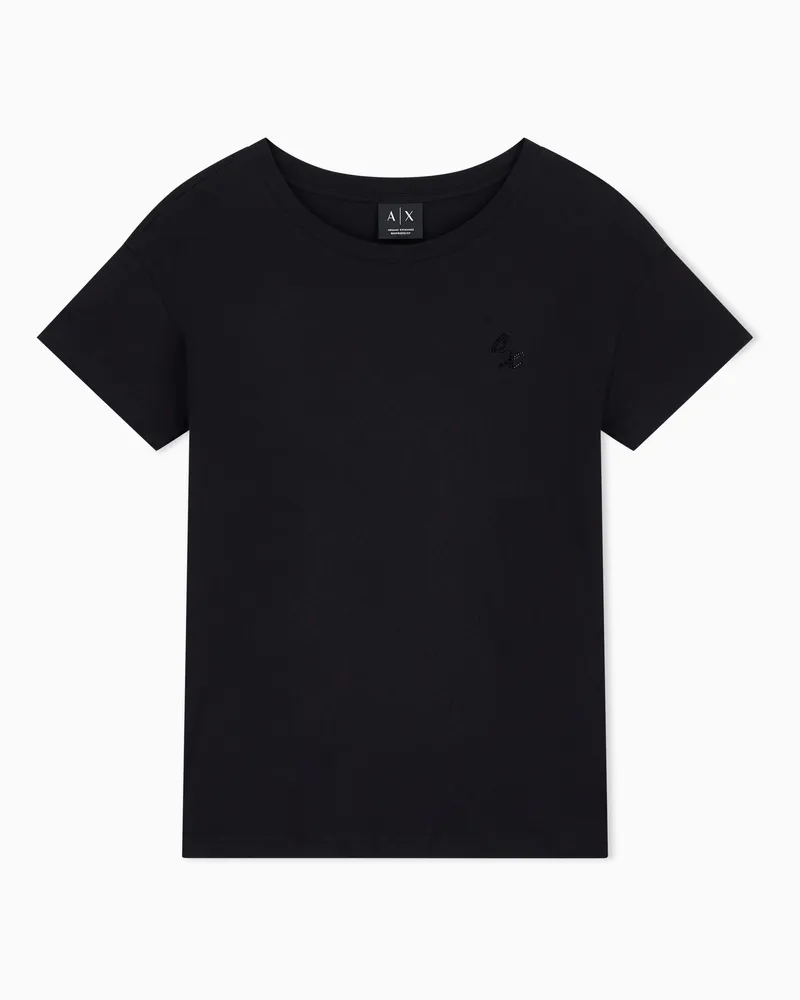 Armani Exchange Oversize-T-Shirt aus Baumwolljersey mit Rundhalsausschnitt Schwarz