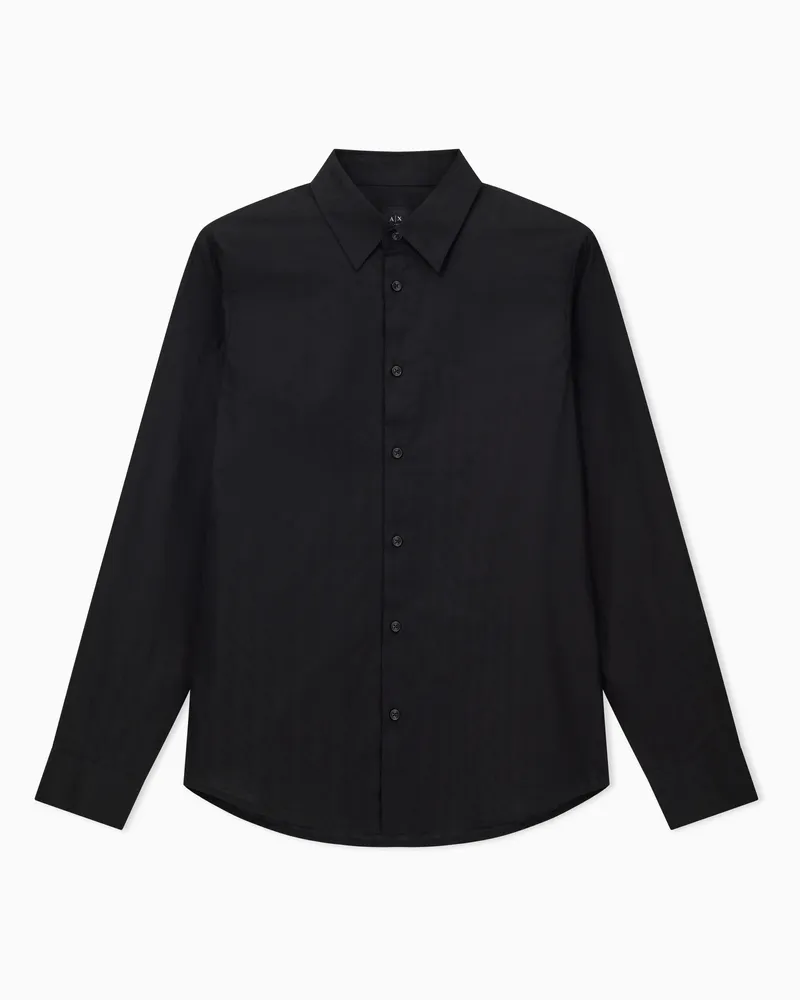 Armani Exchange Regular Fit-Hemd aus Baumwolljacquard Schwarz