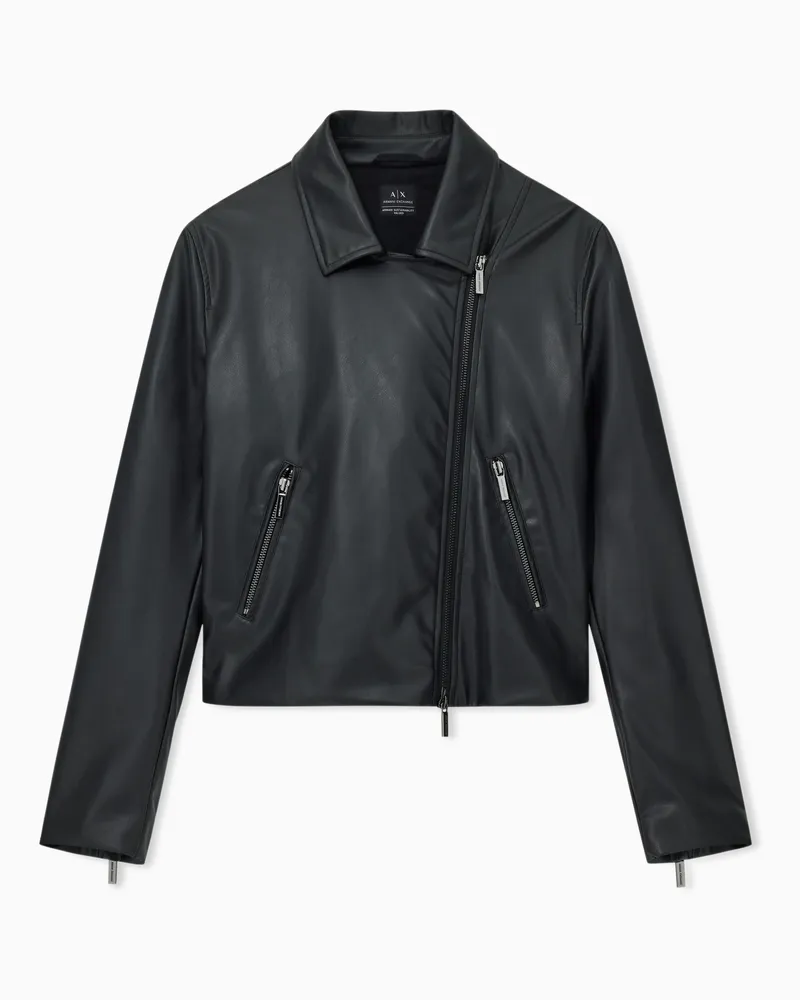 Armani Exchange BLACK ASYMMETRICAL ZIP UP JACKET Schwarz