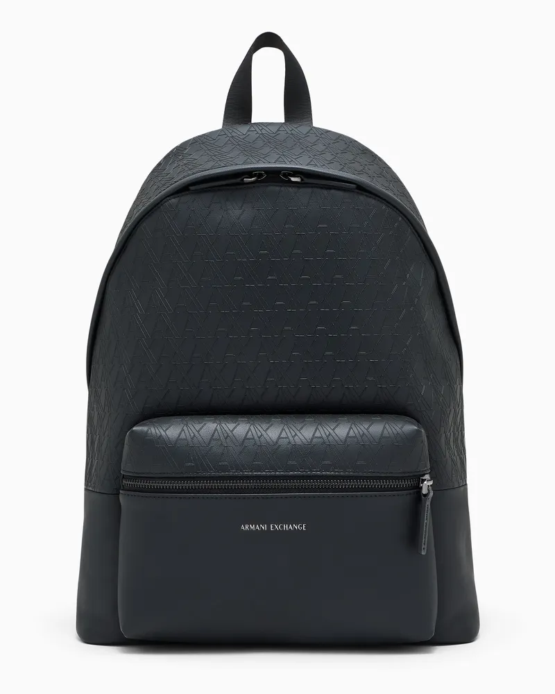 Armani Exchange Rucksack mit geprägtem Muster und Reißverschlusstasche Schwarz