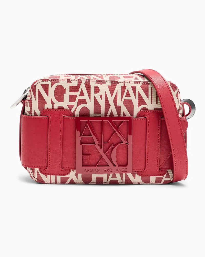 Armani Exchange Susy Umhängetasche mit Logomuster und verstellbarem Riemen Rot