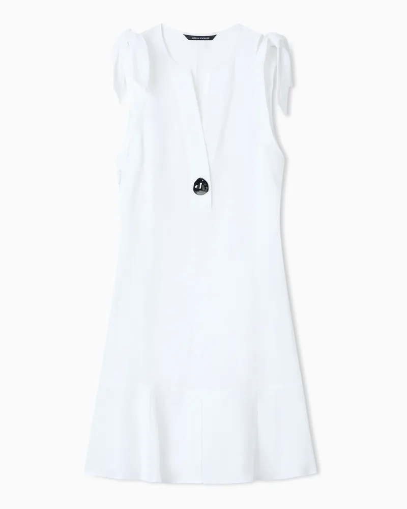 Armani Exchange Kurzes Leinenkleid mit Knöpfen und Schleifen Weiß