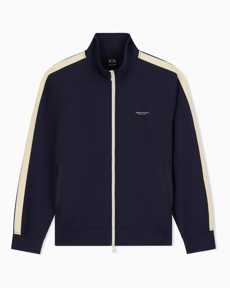 Armani Exchange Regular Fit Trainingsjacke aus Stretch-Modal mit Stehkragen Marineblau