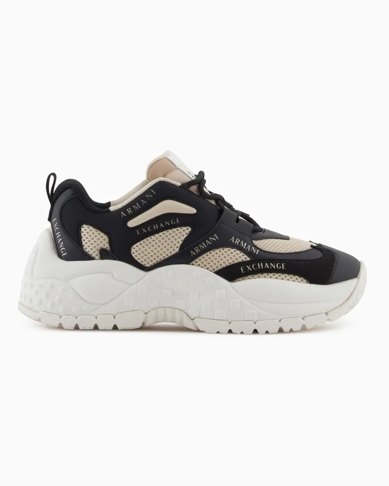 Armani Exchange Chunky Sneaker mit kontrastierenden Einsätzen Schwarz