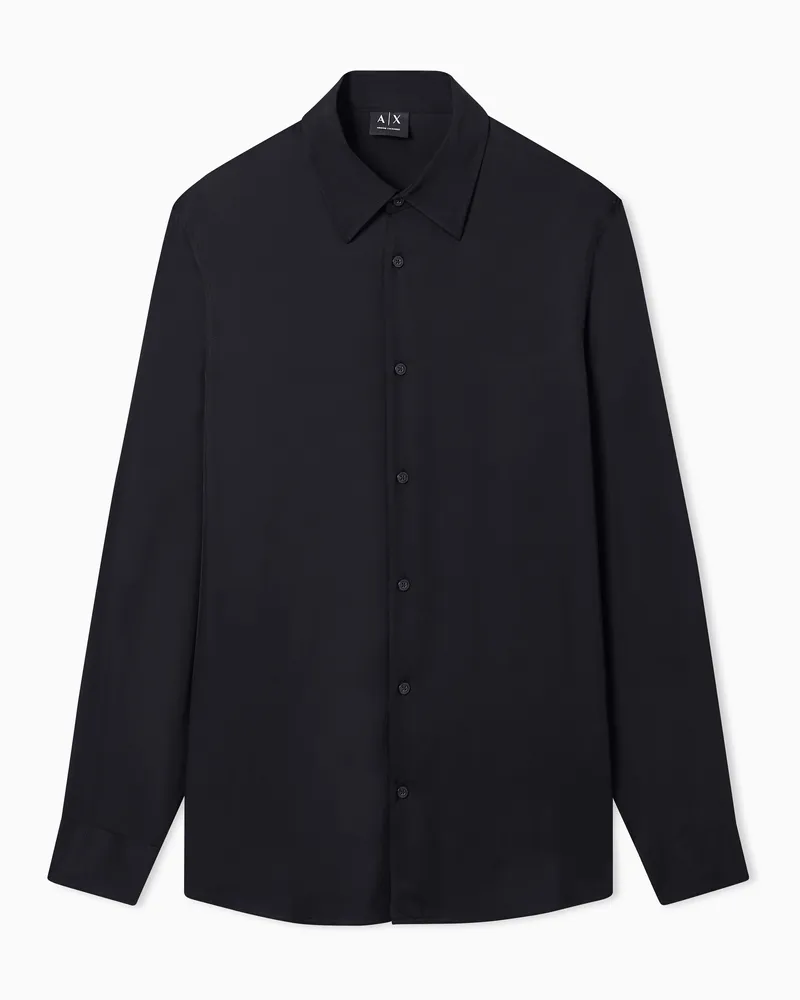 Armani Exchange Hemd in regulärer Passform aus Viskose-Twill Schwarz
