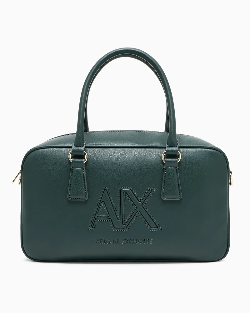 Armani Exchange TOP HANDLE SHOULDER BAG WITH EMBOSSED LOGO Grün