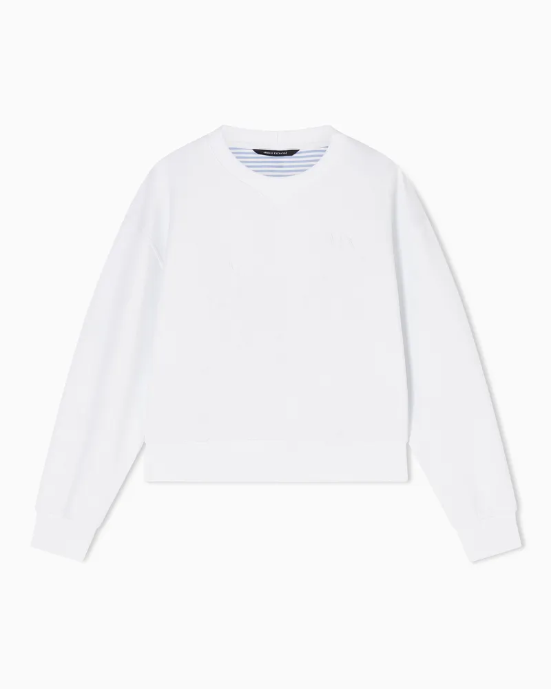 Armani Exchange Sweatshirt mit Rundhalsausschnitt und kontrastierender Rückseite Weiß