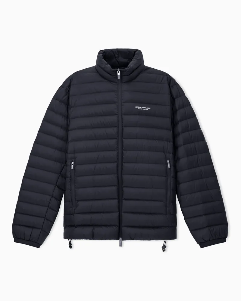 Armani Exchange Gesteppte Daunenjacke mit durchgehendem Reißverschluss Schwarz