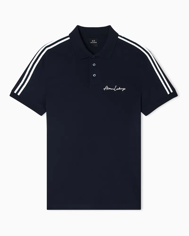 Armani Exchange Poloshirt mit normaler Passform und Signature-Logo Marineblau