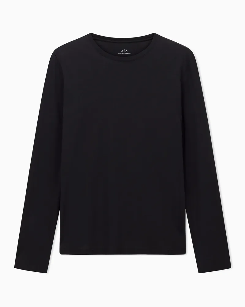 Armani Exchange Langärmliges T-Shirt aus Pima-Baumwolle Schwarz