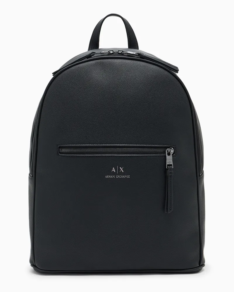 Armani Exchange Halbstarrer Rucksack mit Außentasche Schwarz