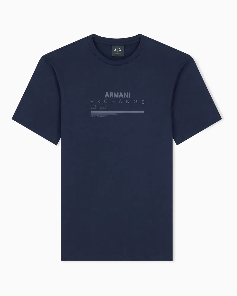 Armani Exchange T-Shirt Slim Fit aus Baumwolljersey Marineblau