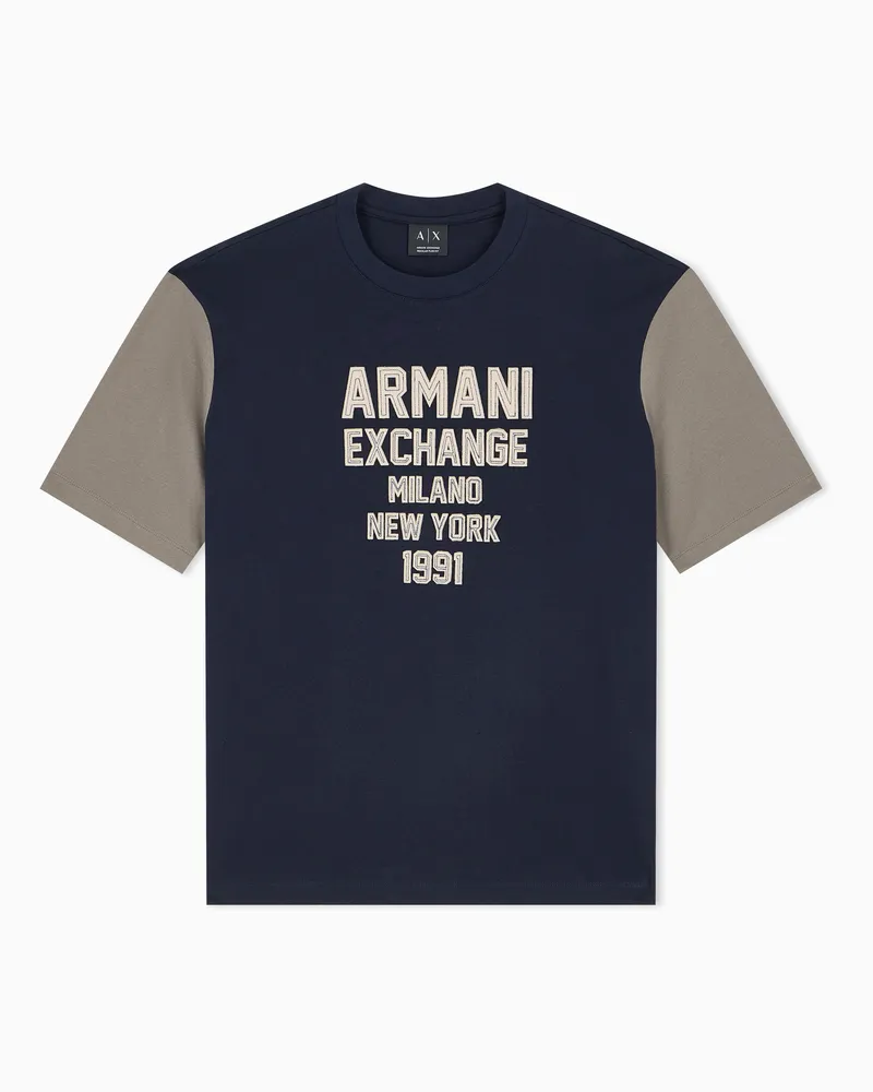 Armani Exchange T-Shirt Regular Fit aus Baumwolljersey Marineblau