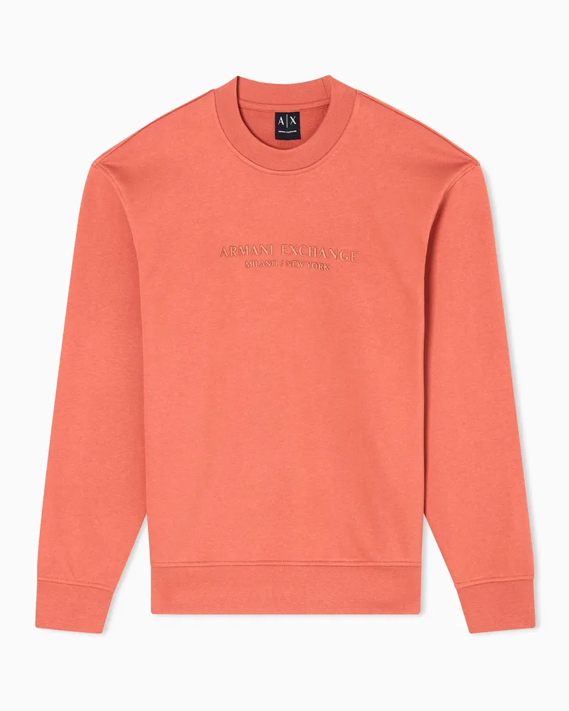 Armani Exchange Sweatshirt mit Rundhalsausschnitt und farblich abgestimmtem Logo Orange