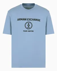 Armani Exchange T-shirt In Normaler Passform mit Milano New York-stickerei Azurblau