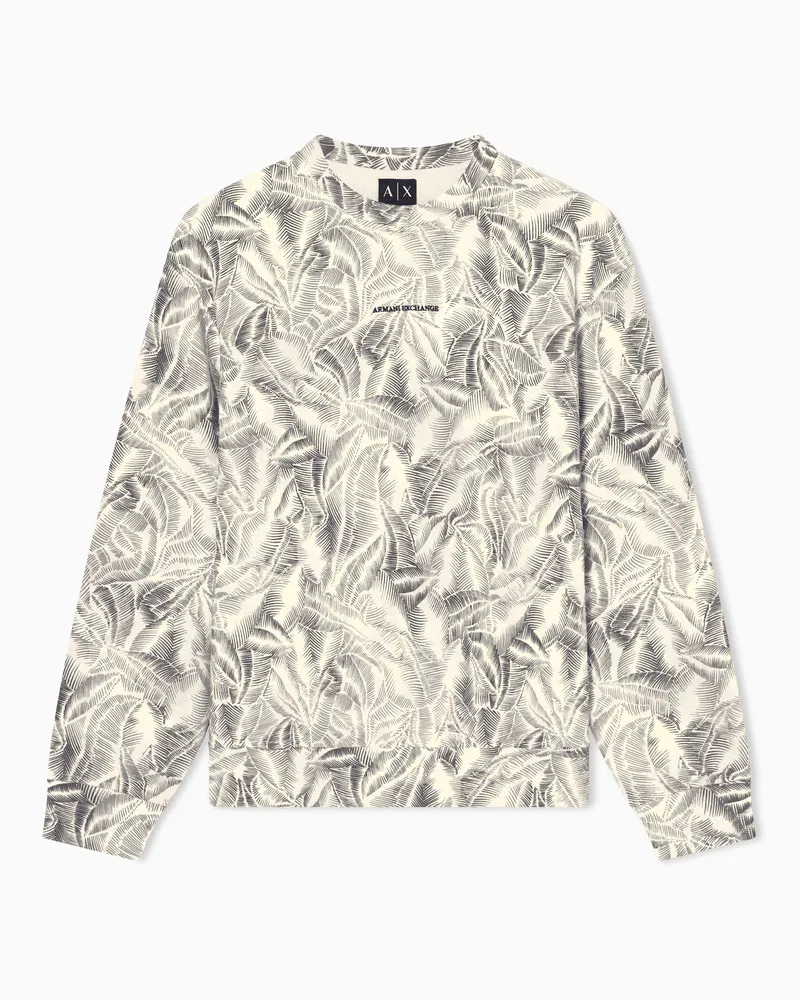 Armani Exchange French Terry Hoodless Sweatshirt Beige