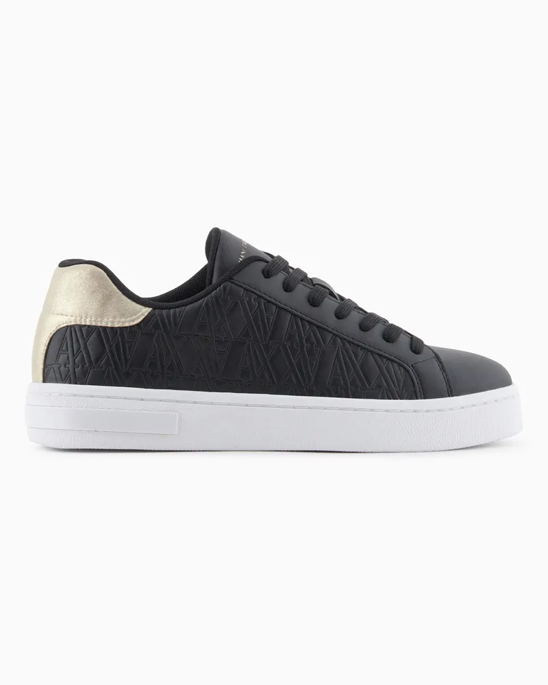 Armani Exchange Sneakers mit Ton-in-Ton gesticktem Logo und Metalldetail Schwarz